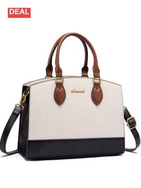 Vintage PU Leather Satchel Shoulder Bag Convertible Crossbody Medium